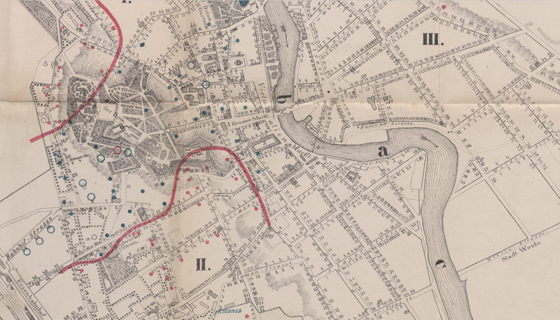 A cropped version of &ldquo;Plan of Tartu, Estonia. Probably 19 century&rdquo;. Original via wikipedia.org under CC-BY-SA-2.5